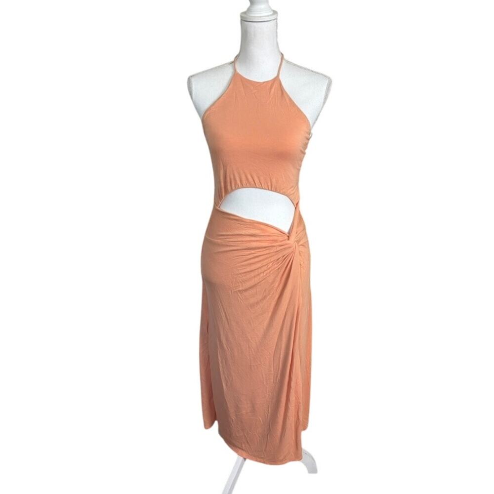 NWOT Lulu's Halter Maxi Dress Cutout Draped Skirt Beach Resortwear M
